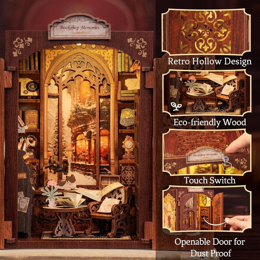 Book Nook Kit - DIY Miniature House Dollhouse Kit for Adult and Teens, Booknook - Picture 7 of 9
